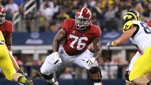 Alabama tackle D.J. Fluker against Michigan